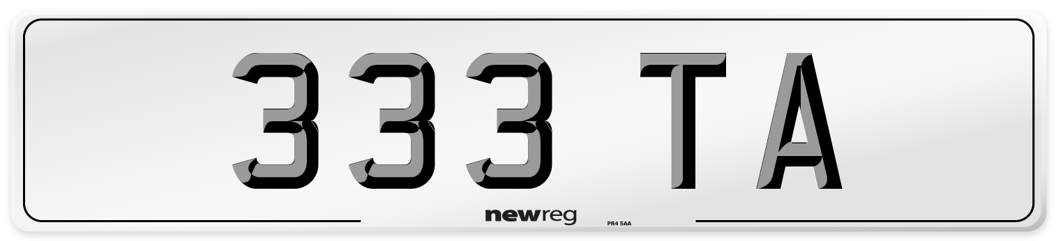 333 TA Number Plate from New Reg